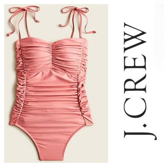 J. Crew Swim J Crew Ruched One Piece Swimsuit In Warm Rose Tie